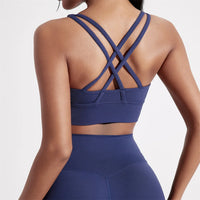 High-Support Cross-Back Sports Bra with Pads – Yoga & Gym