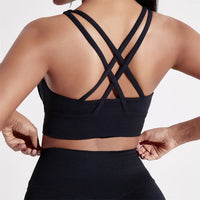 High-Support Cross-Back Sports Bra with Pads – Yoga & Gym