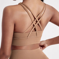 High-Support Cross-Back Sports Bra with Pads – Yoga & Gym